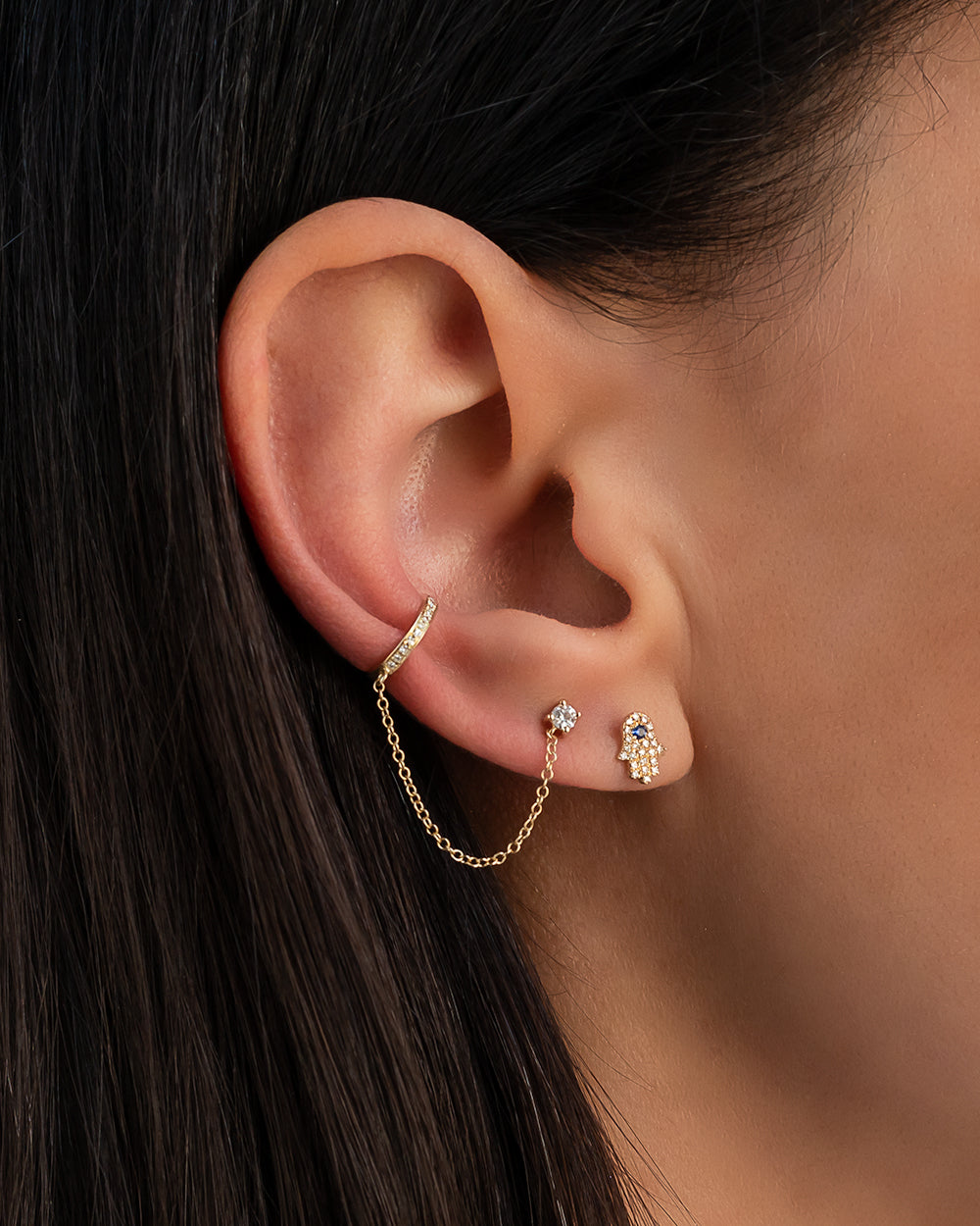 Gold and diamond ear cuff Clearance