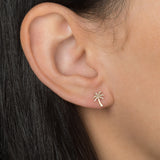 14k Yellow Gold Diamond Palm Tree Stud Earrings SAMPLE SALE Zoe Lev Jewelry