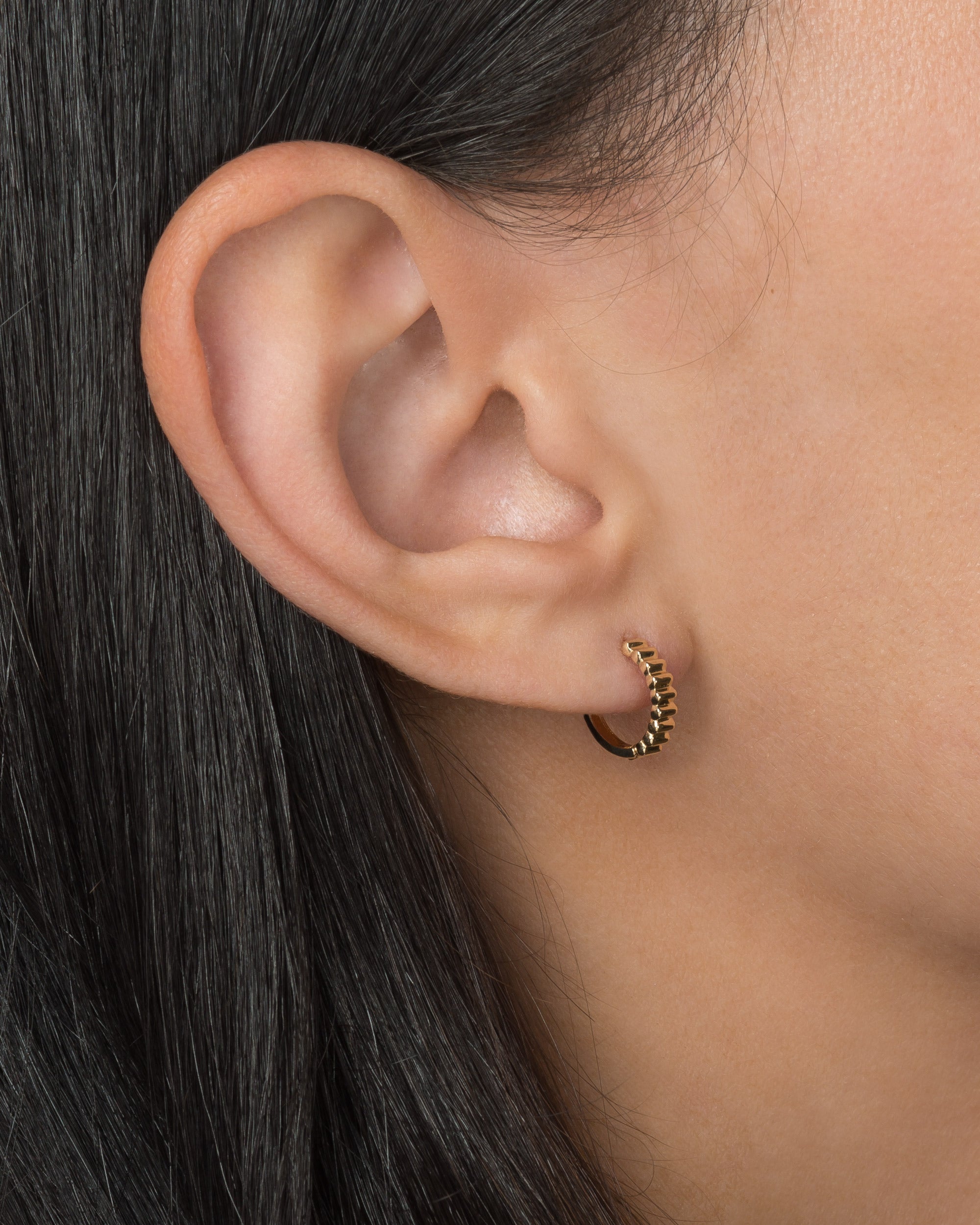 14k Gold Notched Huggies Hoops & Huggies Zoe Lev Jewelry