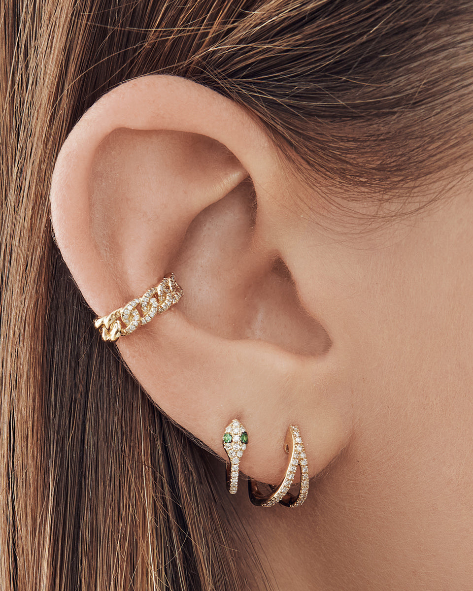 Diamond Split Huggie Earrings Hoops & Huggies Zoe Lev Jewelry