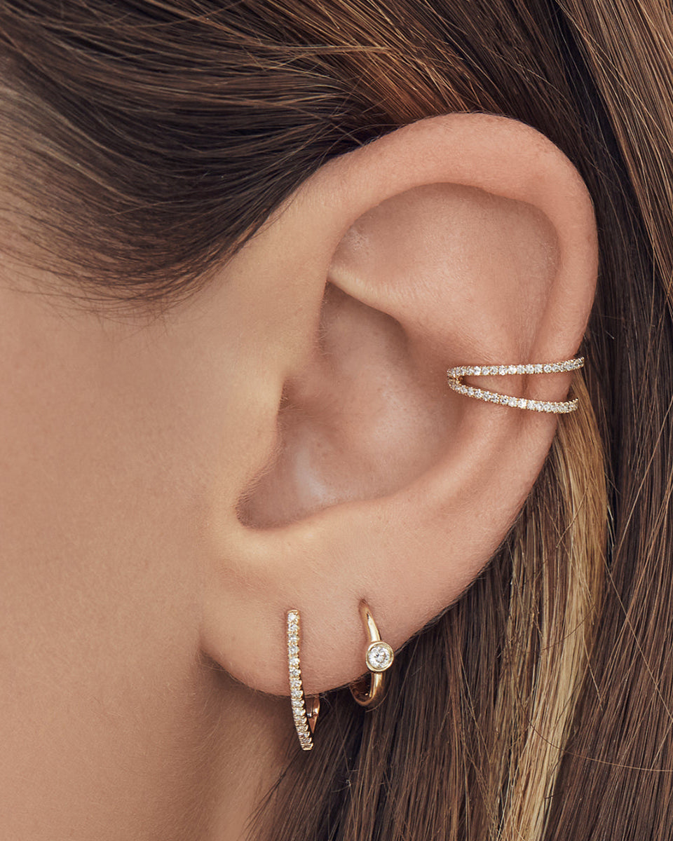 Diamond Bezel Hoop Earrings Hoops & Huggies Zoe Lev Jewelry