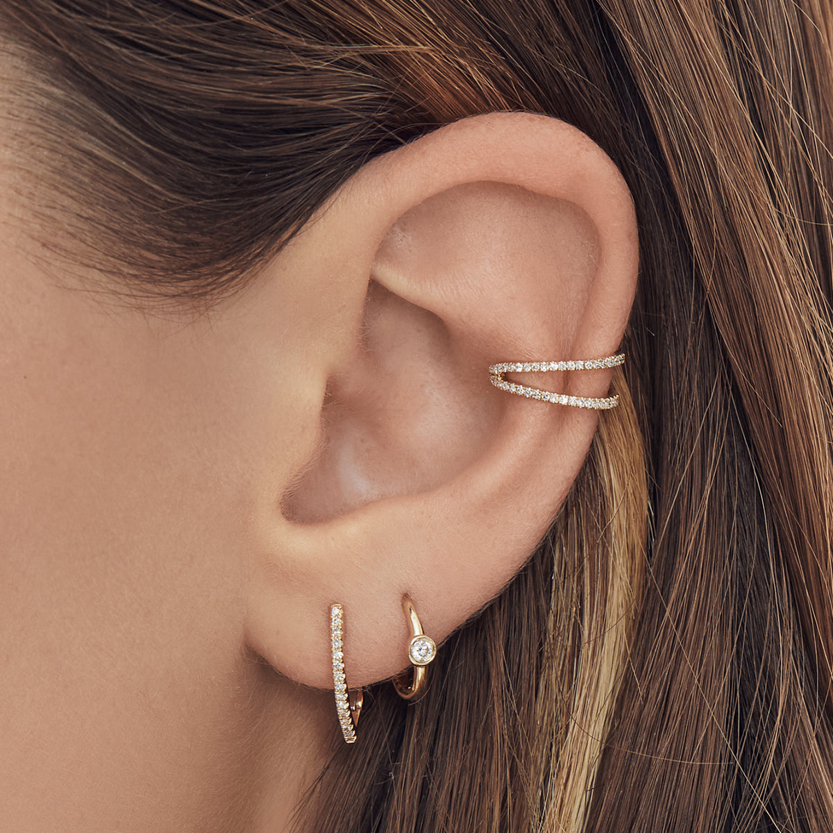 Diamond Bezel Hoop Earrings