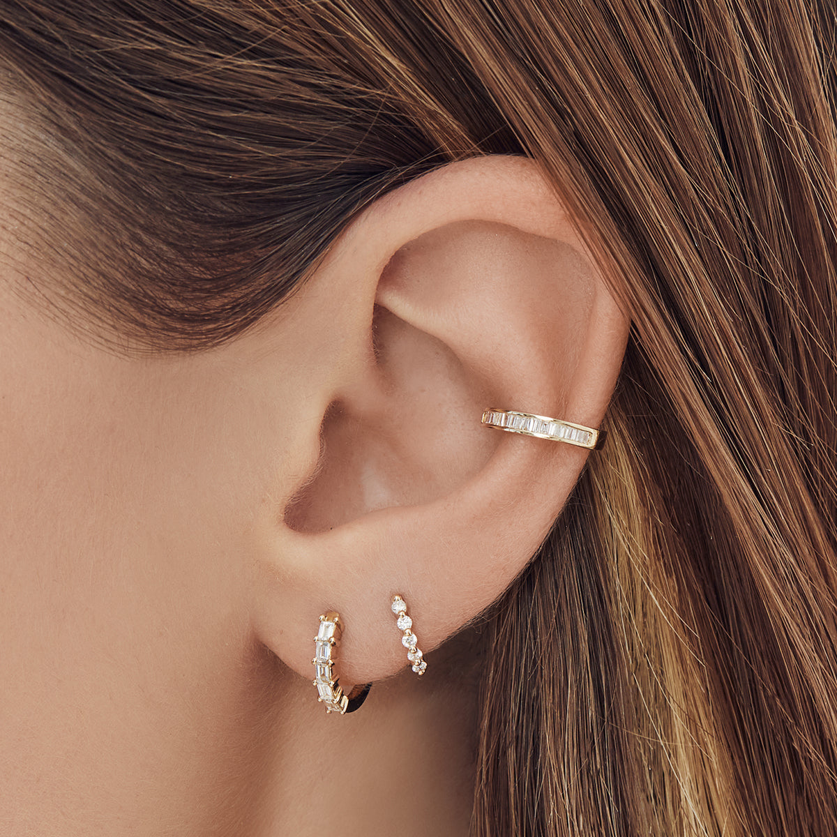 Mini Prong Diamond Huggie Earrings
