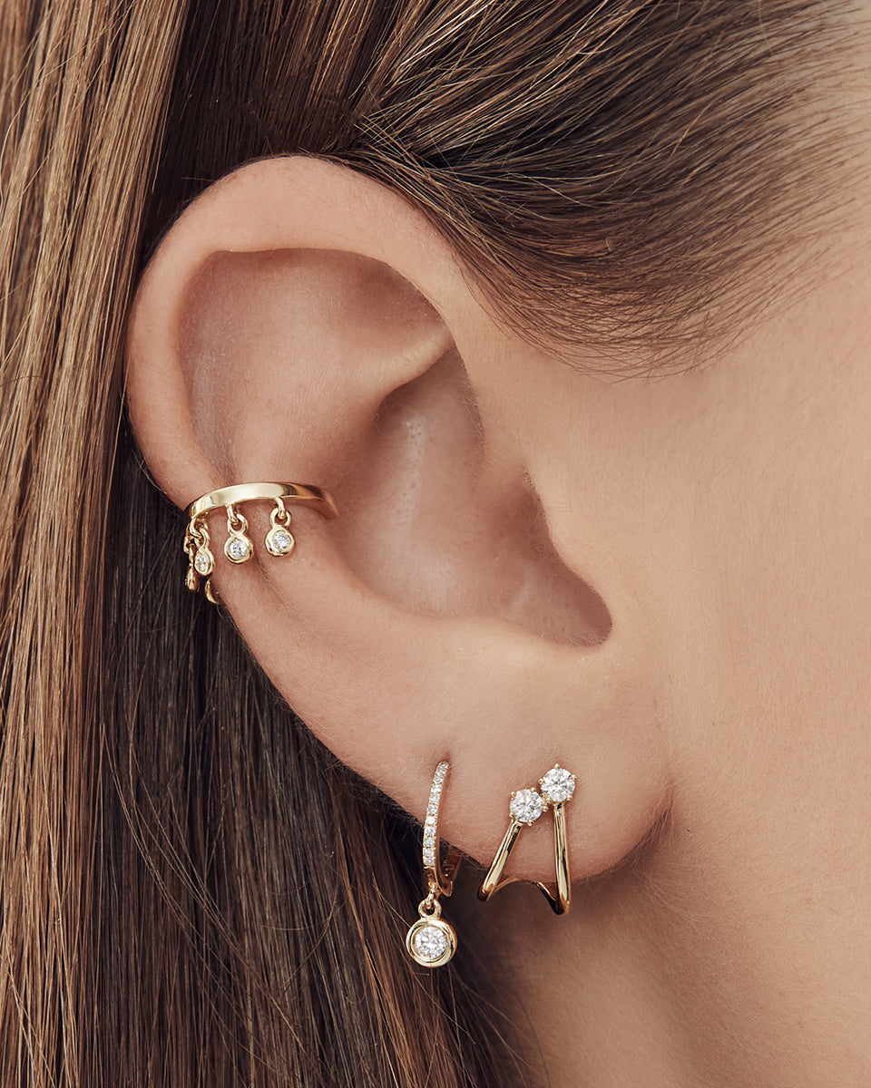 14k Gold Ear Cuff with Diamond Fringes Zoe Lev Jewelry