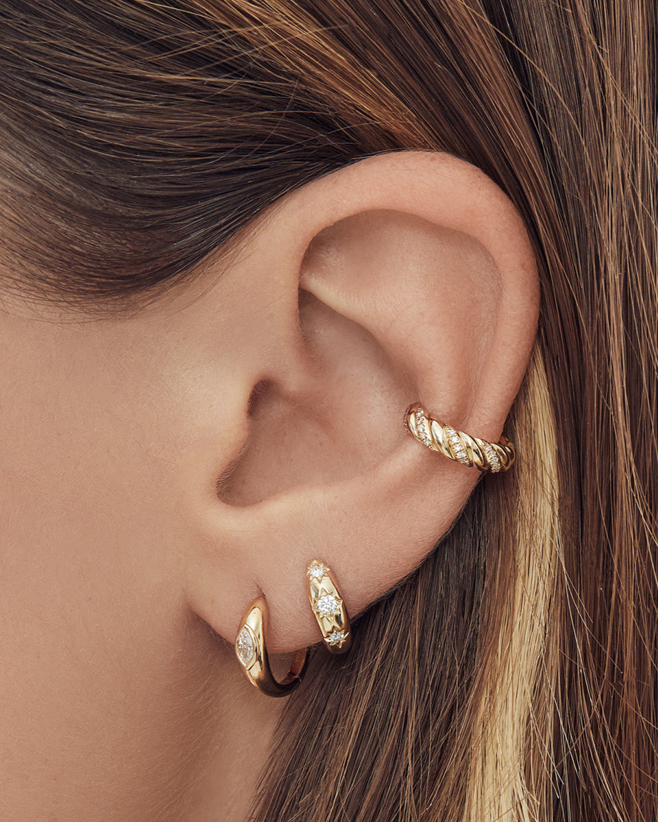 Diamond Domed Starburst Huggie Earrings Hoops & Huggies Zoe Lev Jewelry