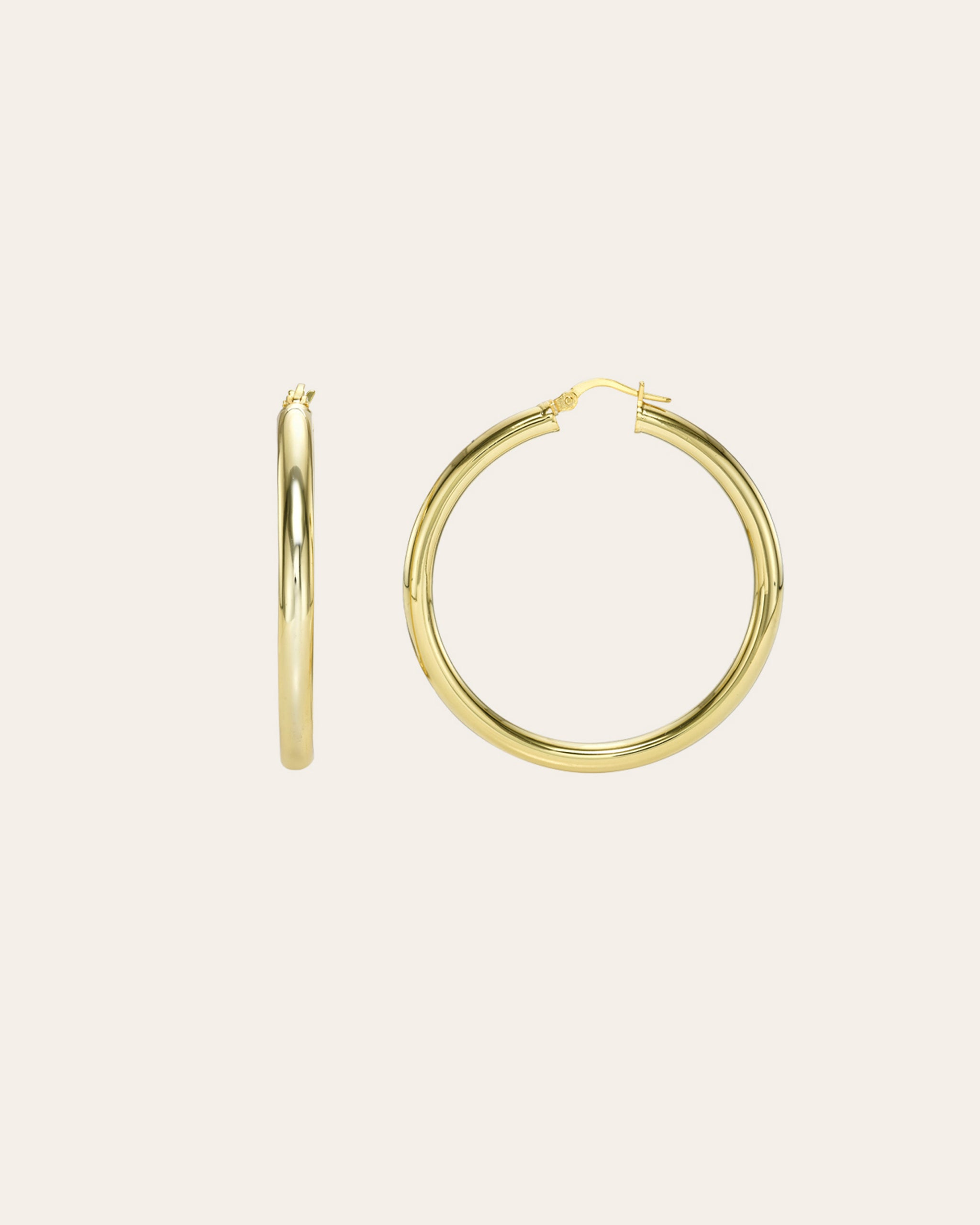14k Gold Small Thick Hoop Earrings - Zoe Lev Jewelry