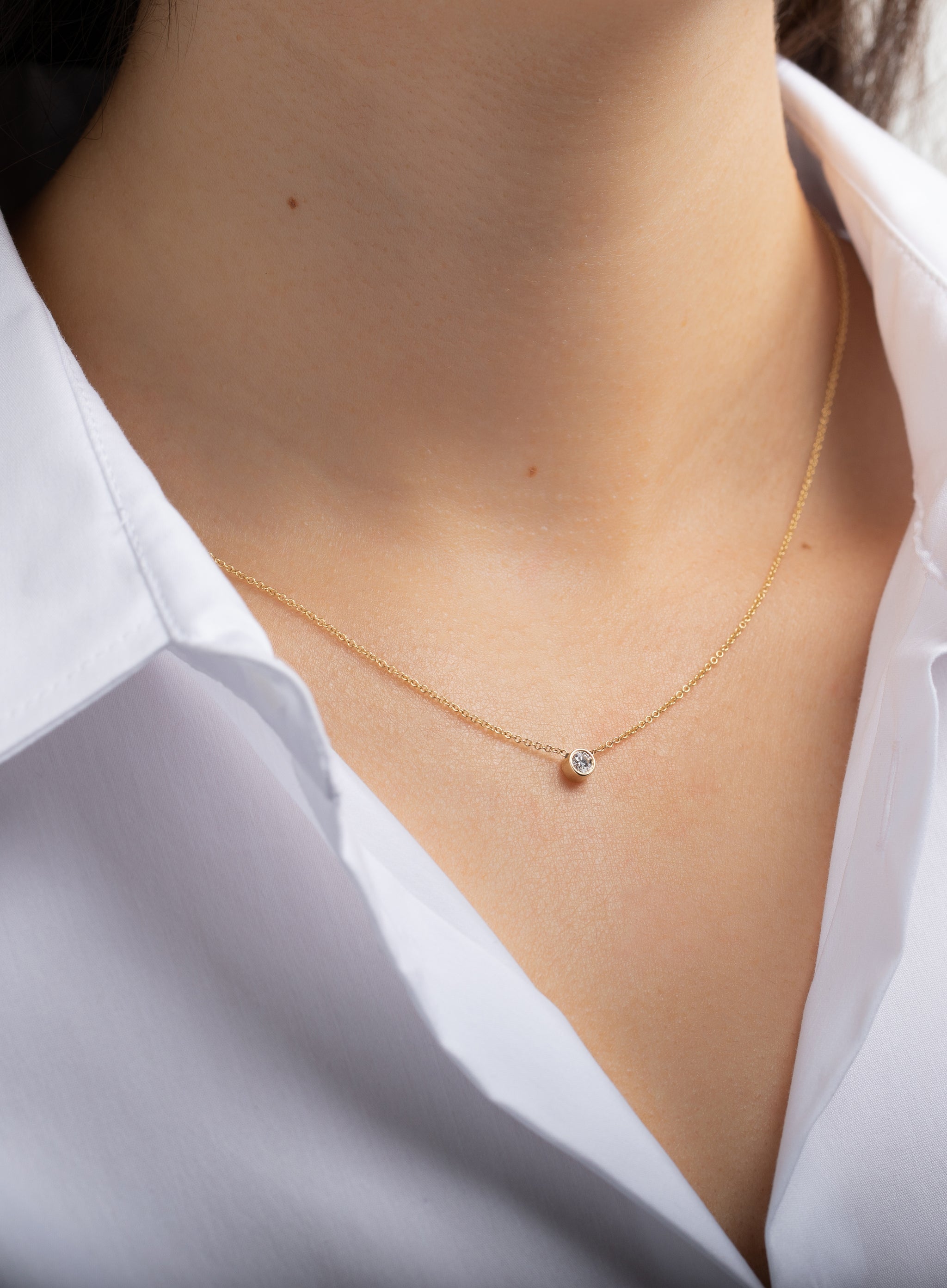 Solitaire Necklace / Diamond Solitaire Pendant / Bezel Setting Diamond  Necklace on a Bail / Brilliant Cut Diamond Necklace 0.08ctw / Dainty - Etsy