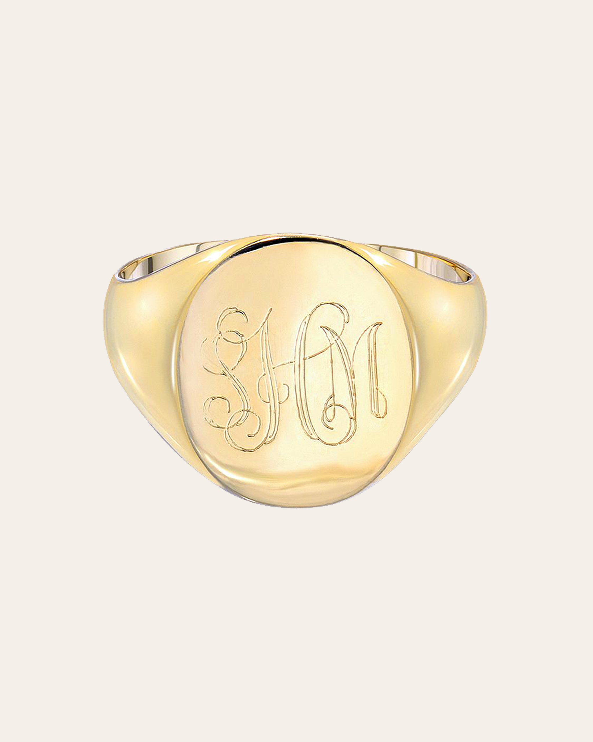 14k Gold Signet Ring Monogram Ring