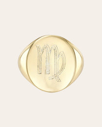 Large Zodiac Signet Ring Personalized Zoe Lev Jewelry