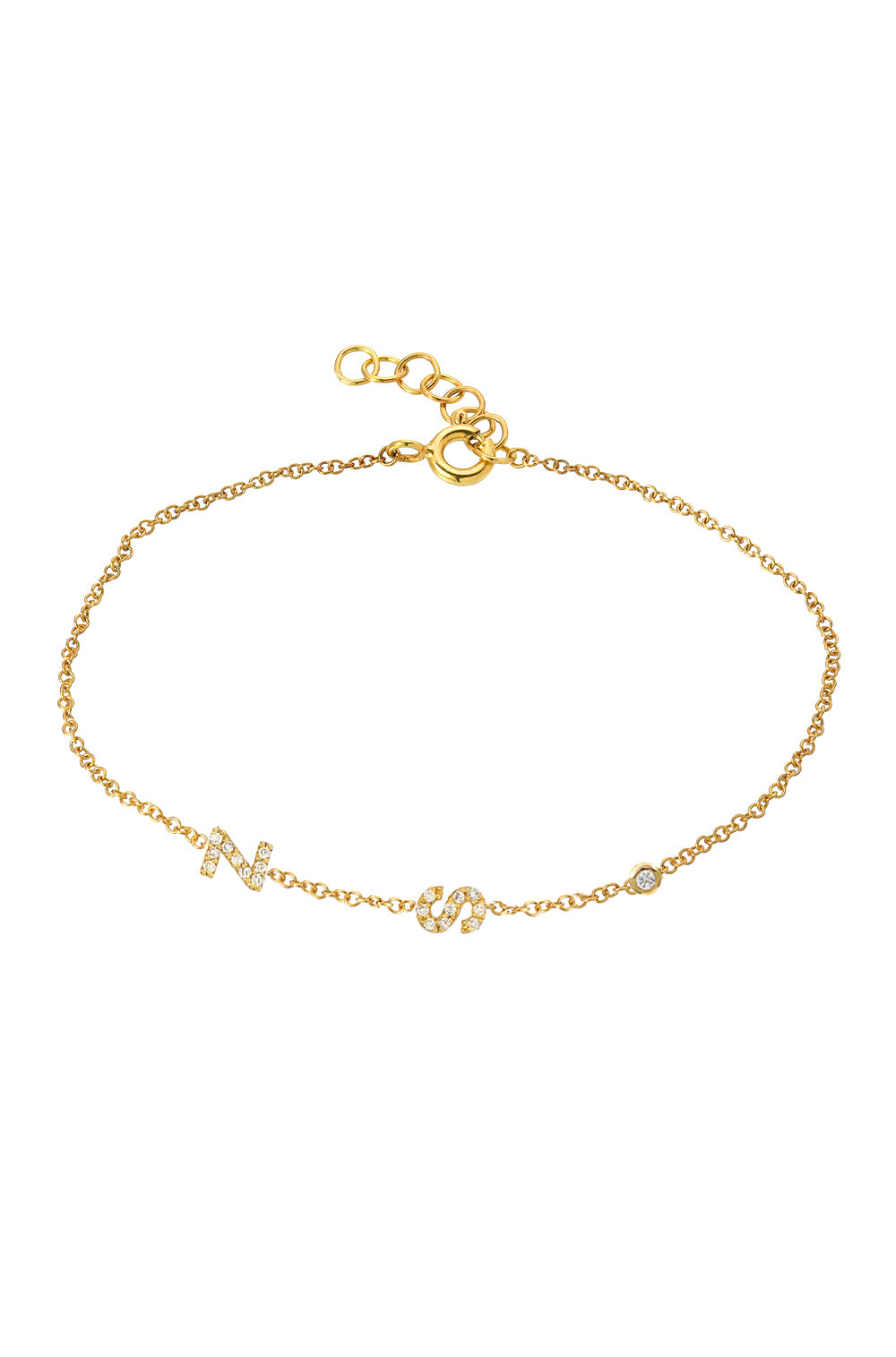 Mini Diamond Initial Bracelet Personalized Zoe Lev Jewelry