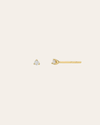 Mini 3 Prong Diamond Stud Earrings