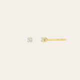 Mini 4 Prong Diamond Stud Earrings Zoe Lev Jewelry 14K Yellow Gold Pair [+$190]