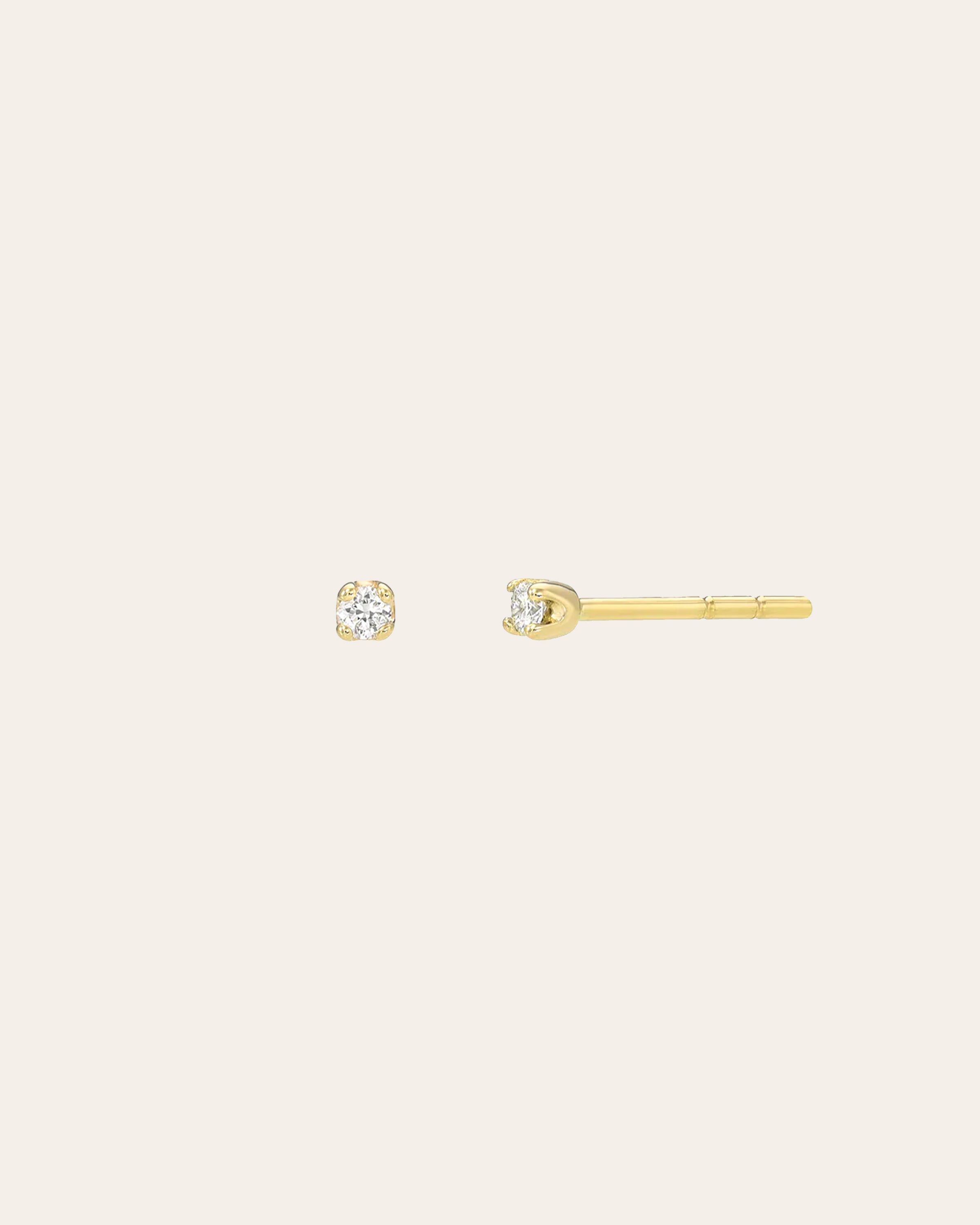 Mini 4 Prong Diamond Stud Earrings Zoe Lev Jewelry 14K Yellow Gold Pair [+$190]