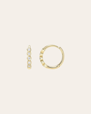 Mini Bezel Set Huggie Earrings