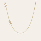Mini Diamond Asymmetrical Script Initial Necklace Personalized Zoe Lev Jewelry
