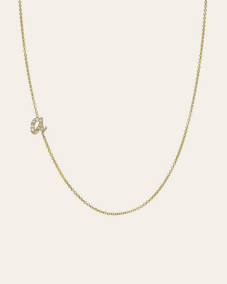 Mini Diamond Asymmetrical Script Initial Necklace