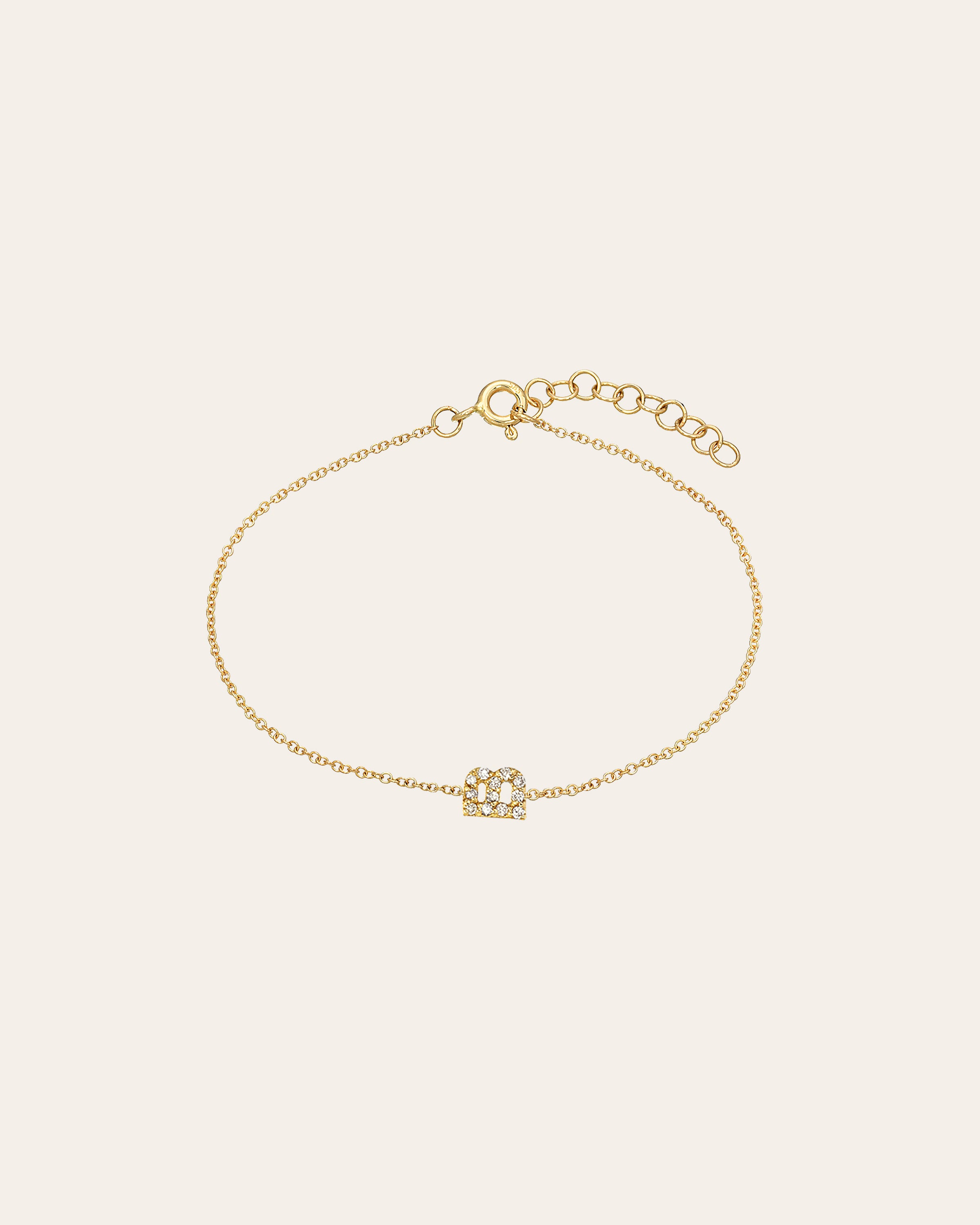 Mini Diamond Initial Bracelet Personalized Zoe Lev Jewelry