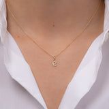 Mini Diamond Script Initial Pendant Personalized Zoe Lev Jewelry