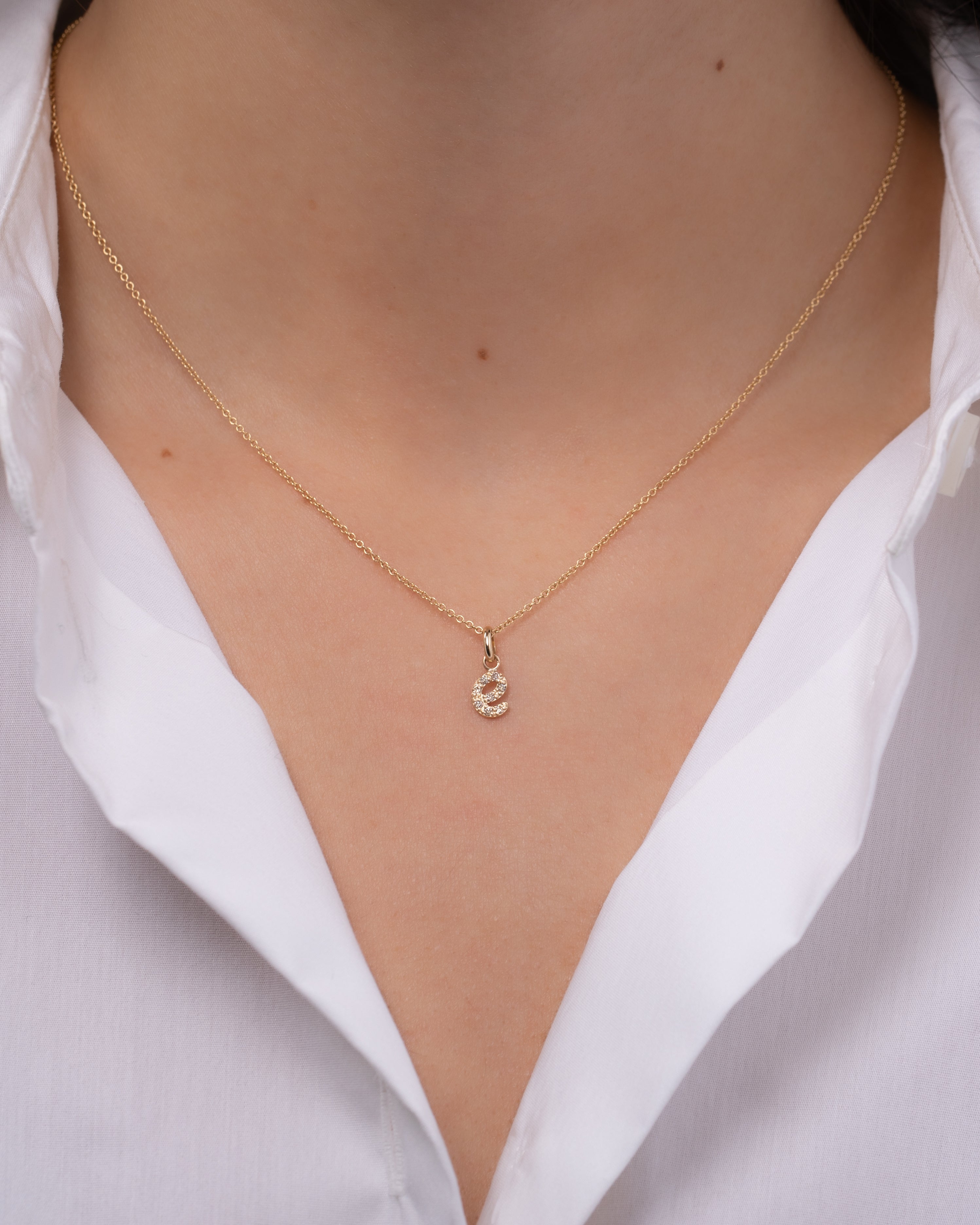 Mini Diamond Script Initial Pendant Personalized Zoe Lev Jewelry