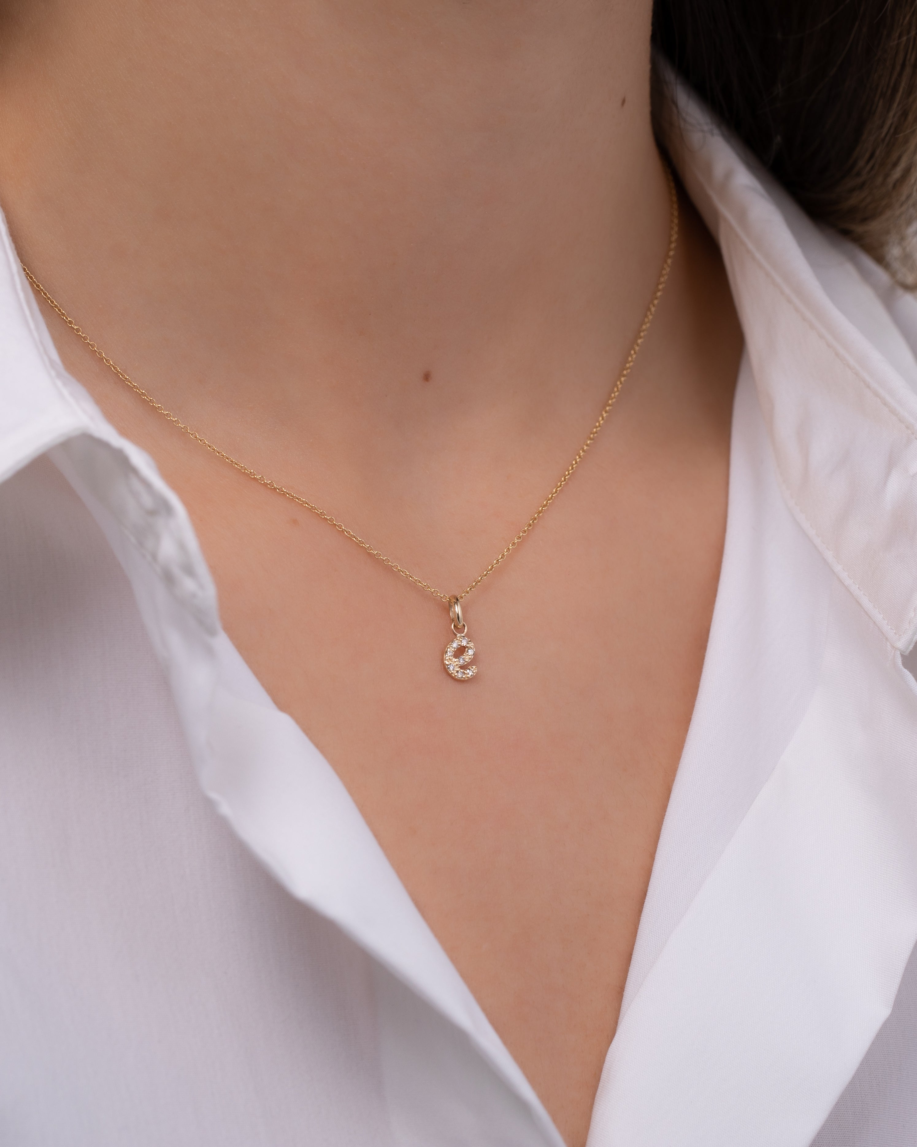 Mini Diamond Script Initial Pendant Personalized Zoe Lev Jewelry