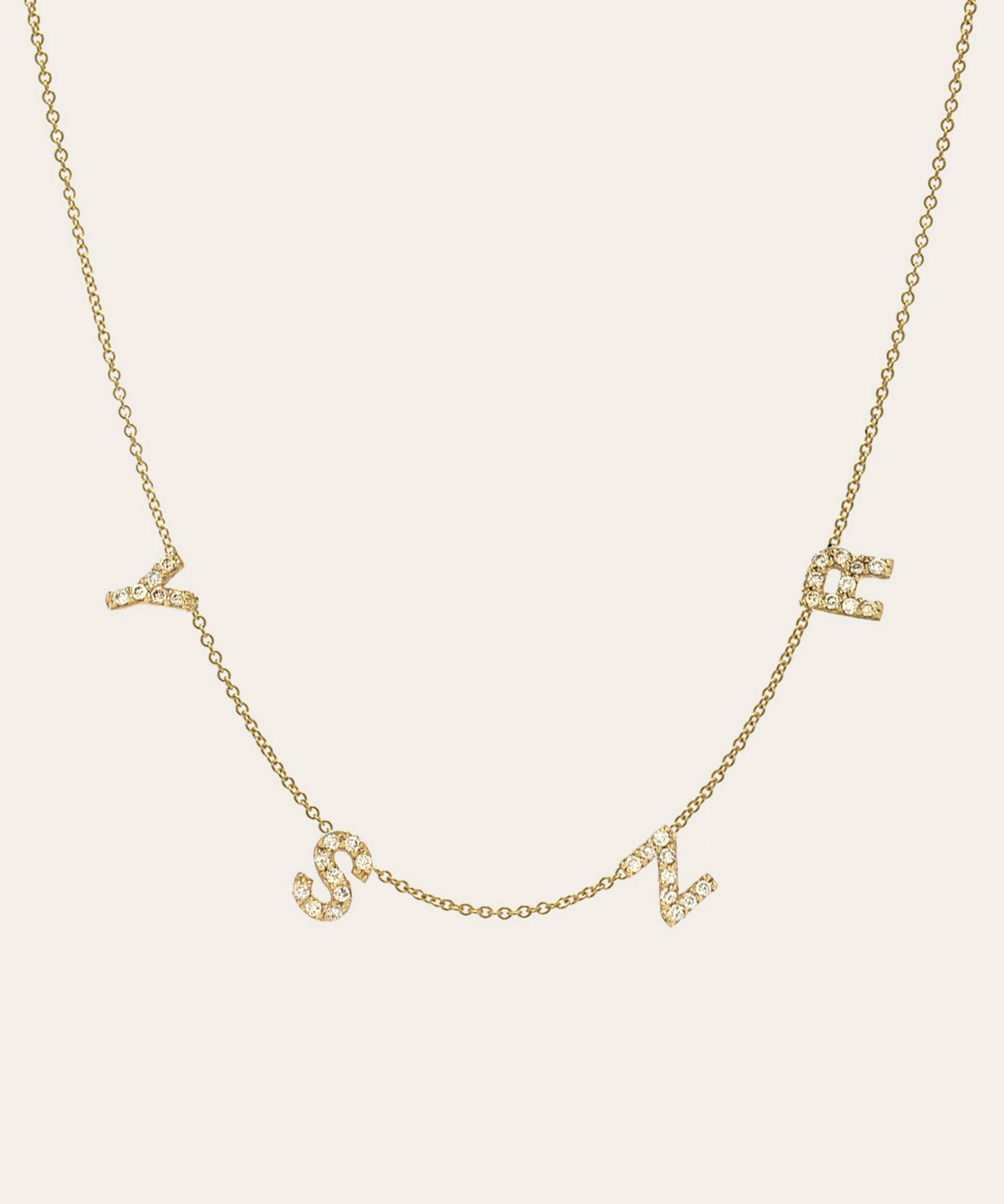 Mini Diamond Spaced Initial Necklace Personalized Zoe Lev Jewelry