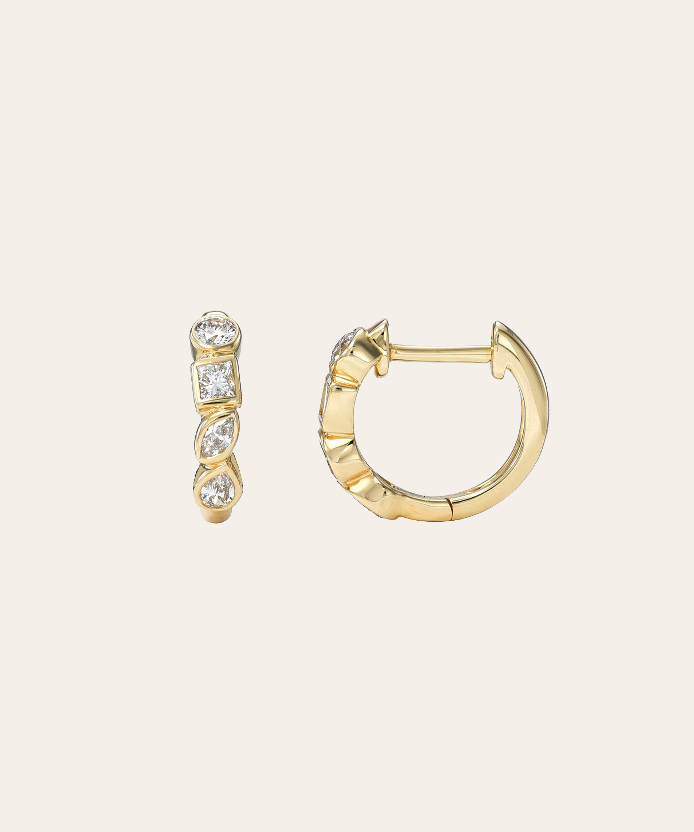 Multi Diamond Shape Huggies Hoops & Huggies Zoe Lev Jewelry