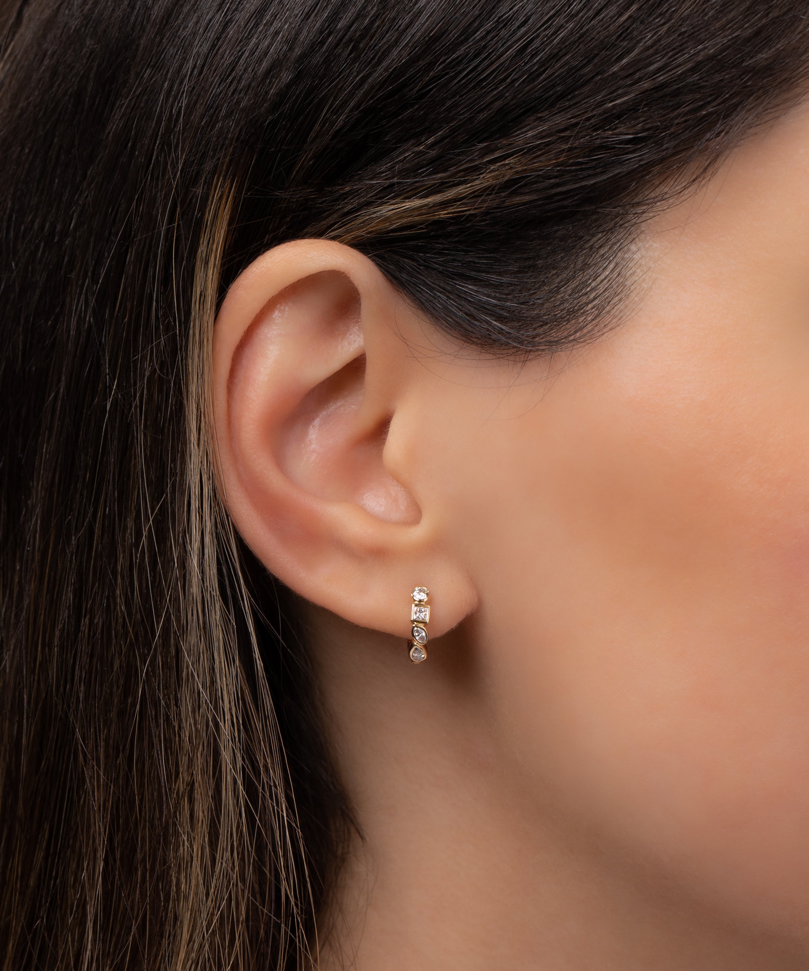 Multi Diamond Shape Huggies Hoops & Huggies Zoe Lev Jewelry