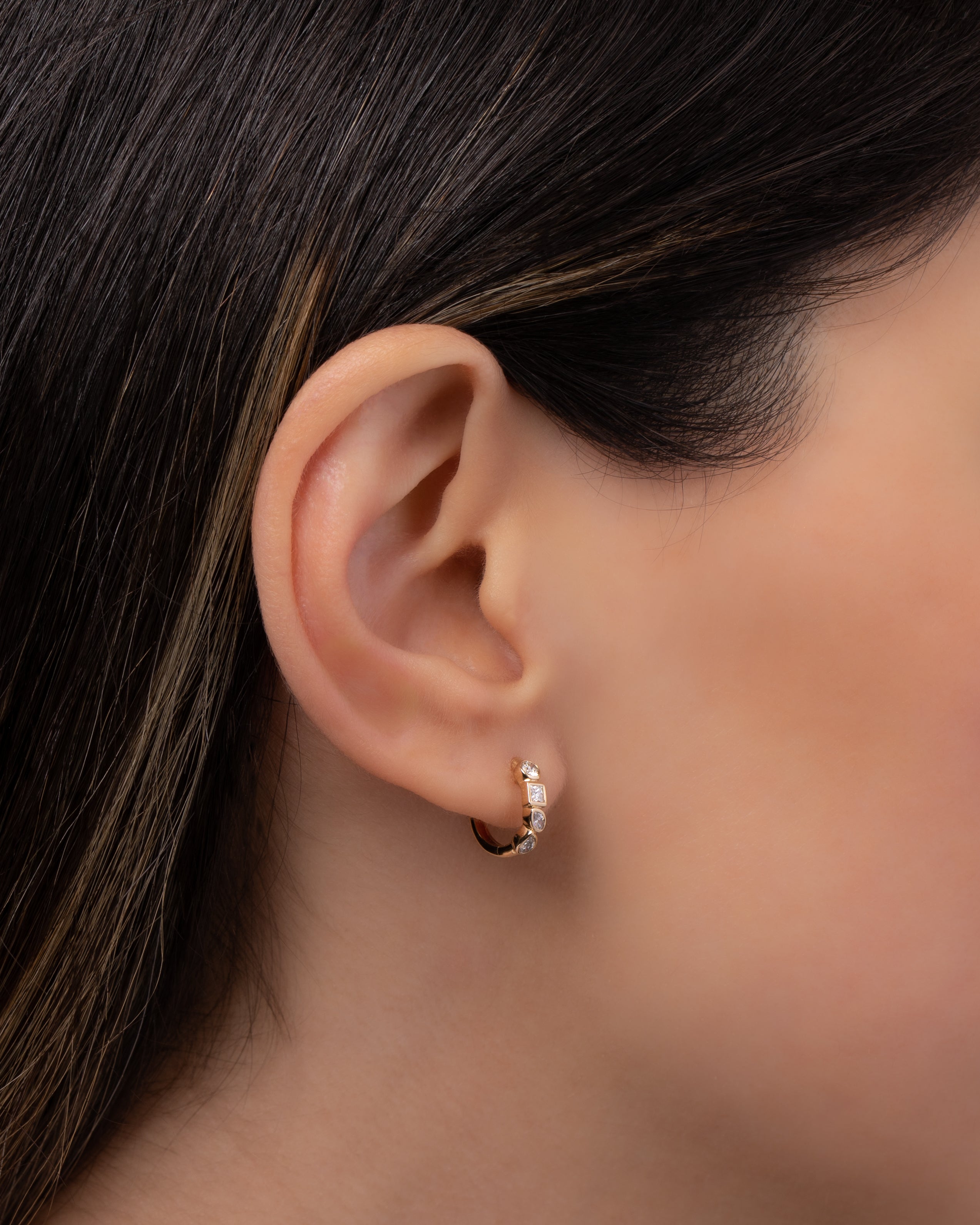 Multi Diamond Shape Huggies Hoops & Huggies Zoe Lev Jewelry