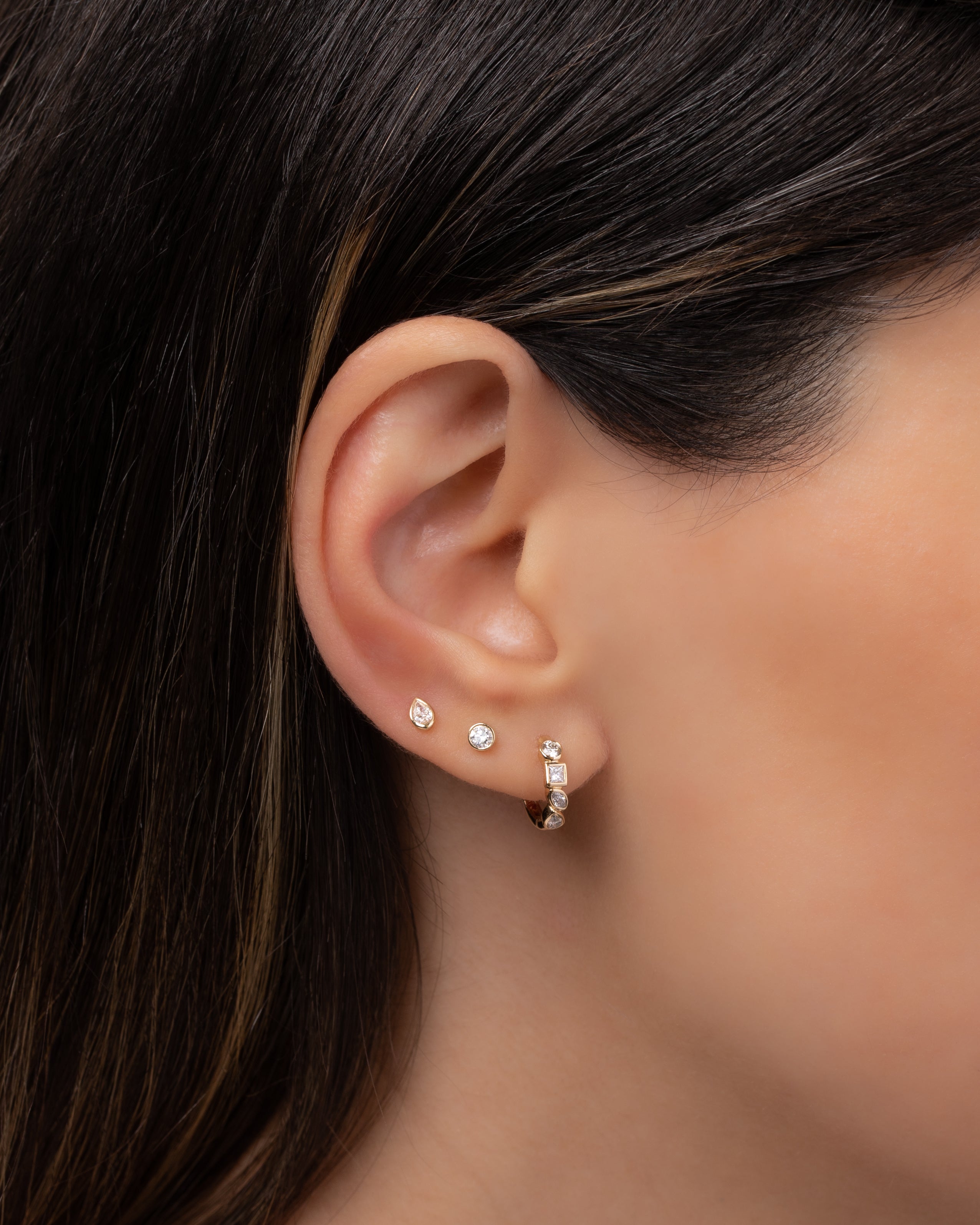 Multi Diamond Shape Huggies Hoops & Huggies Zoe Lev Jewelry