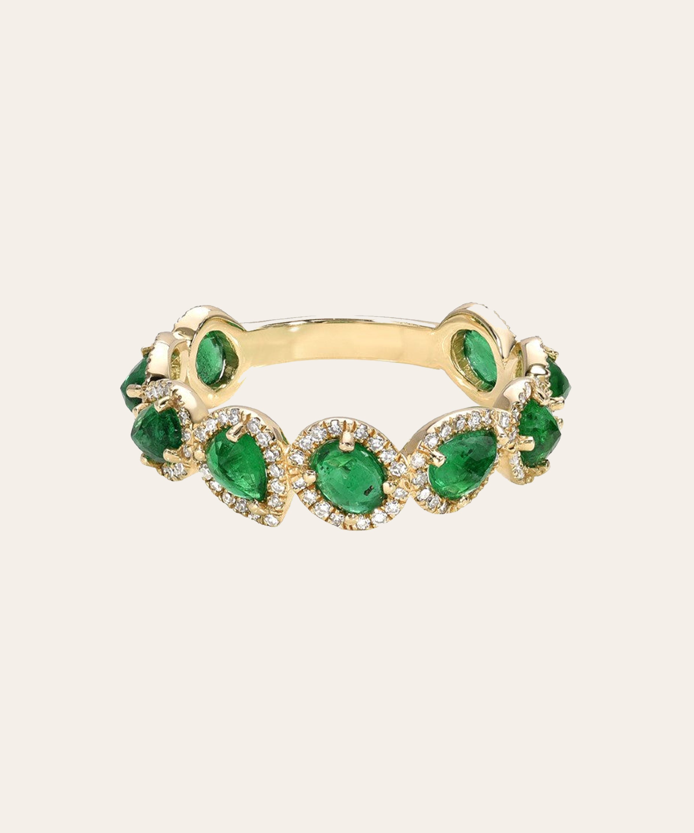 Multiple Emerald and Diamond Band Zoe Lev Jewelry