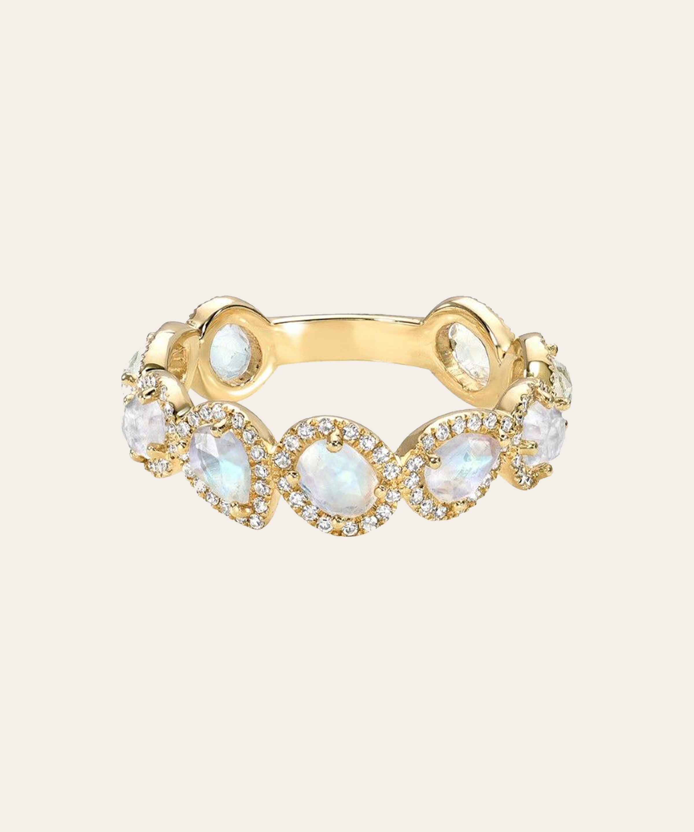 Multiple Moonstone and Diamond Band Zoe Lev Jewelry