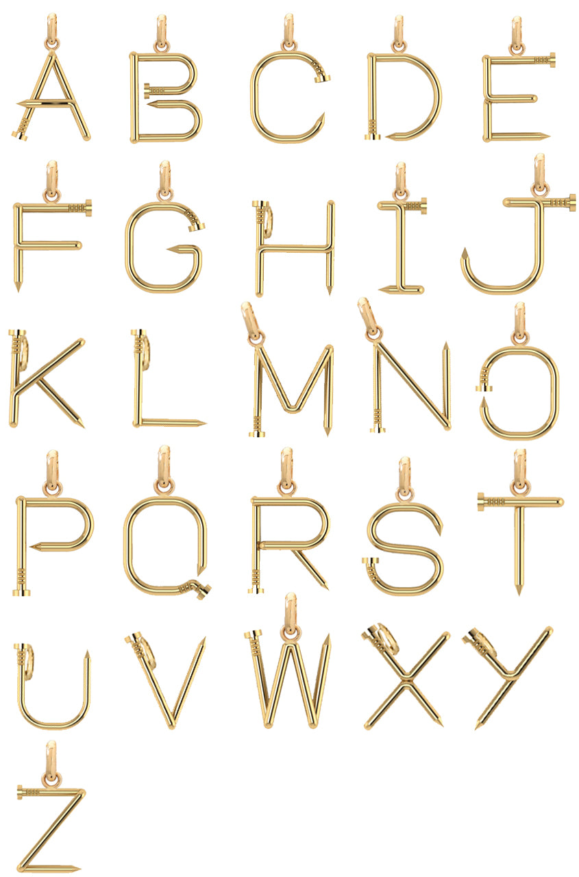 14k Gold Large Initial Nail Pendant Personalized Zoe Lev Jewelry