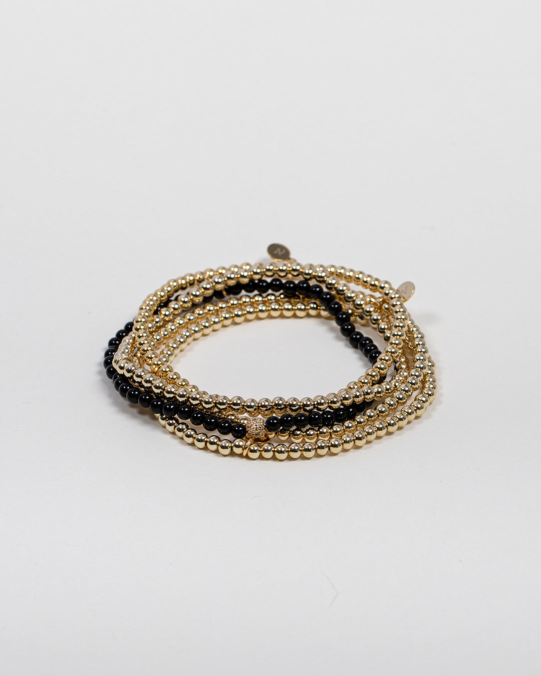 3mm Black Onyx Bead Bracelet with Diamond Bead