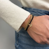 3mm Black Onyx Bead Bracelet with Diamond Bead Bead Bracelets Zoe Lev Jewelry