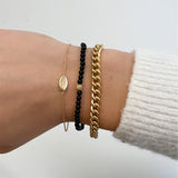 3mm Black Onyx Bead Bracelet with Diamond Bead Bead Bracelets Zoe Lev Jewelry