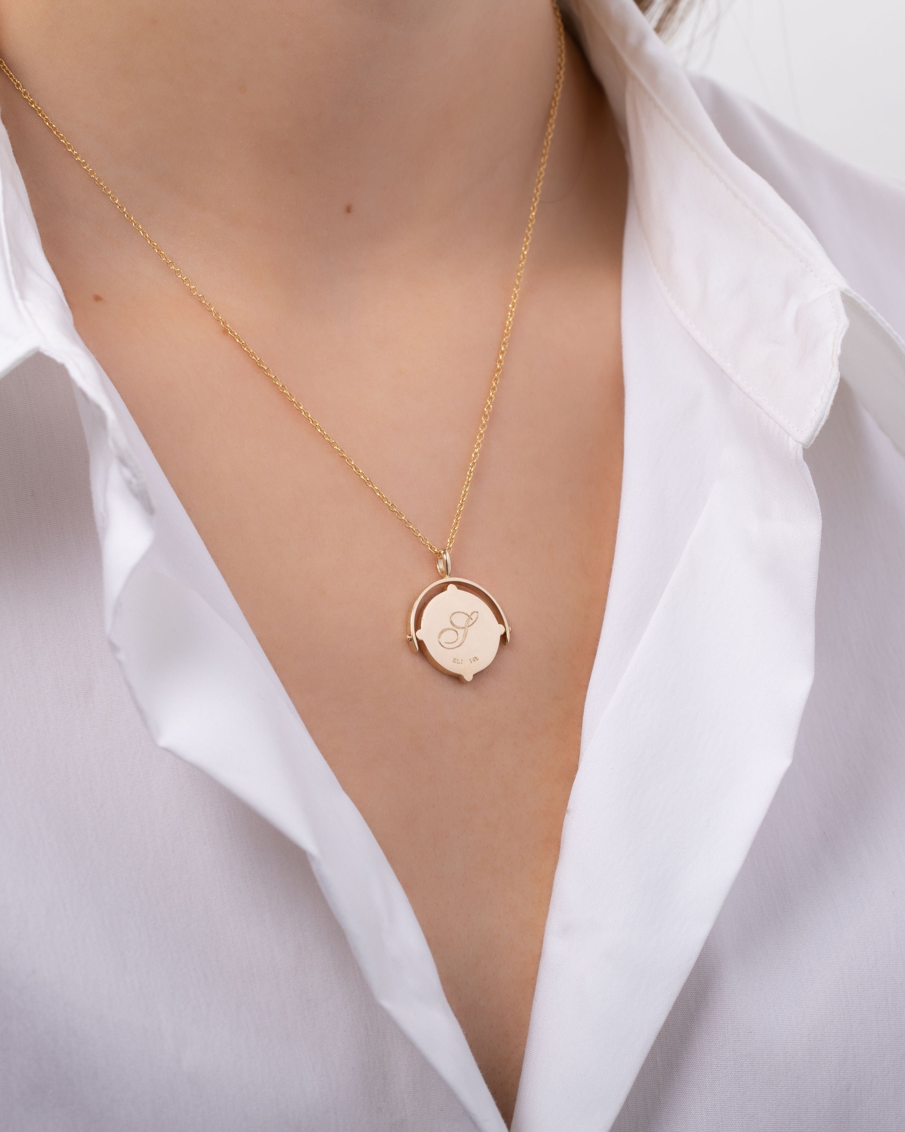 Spinner Compass Medallion Pendant Personalized Zoe Lev Jewelry