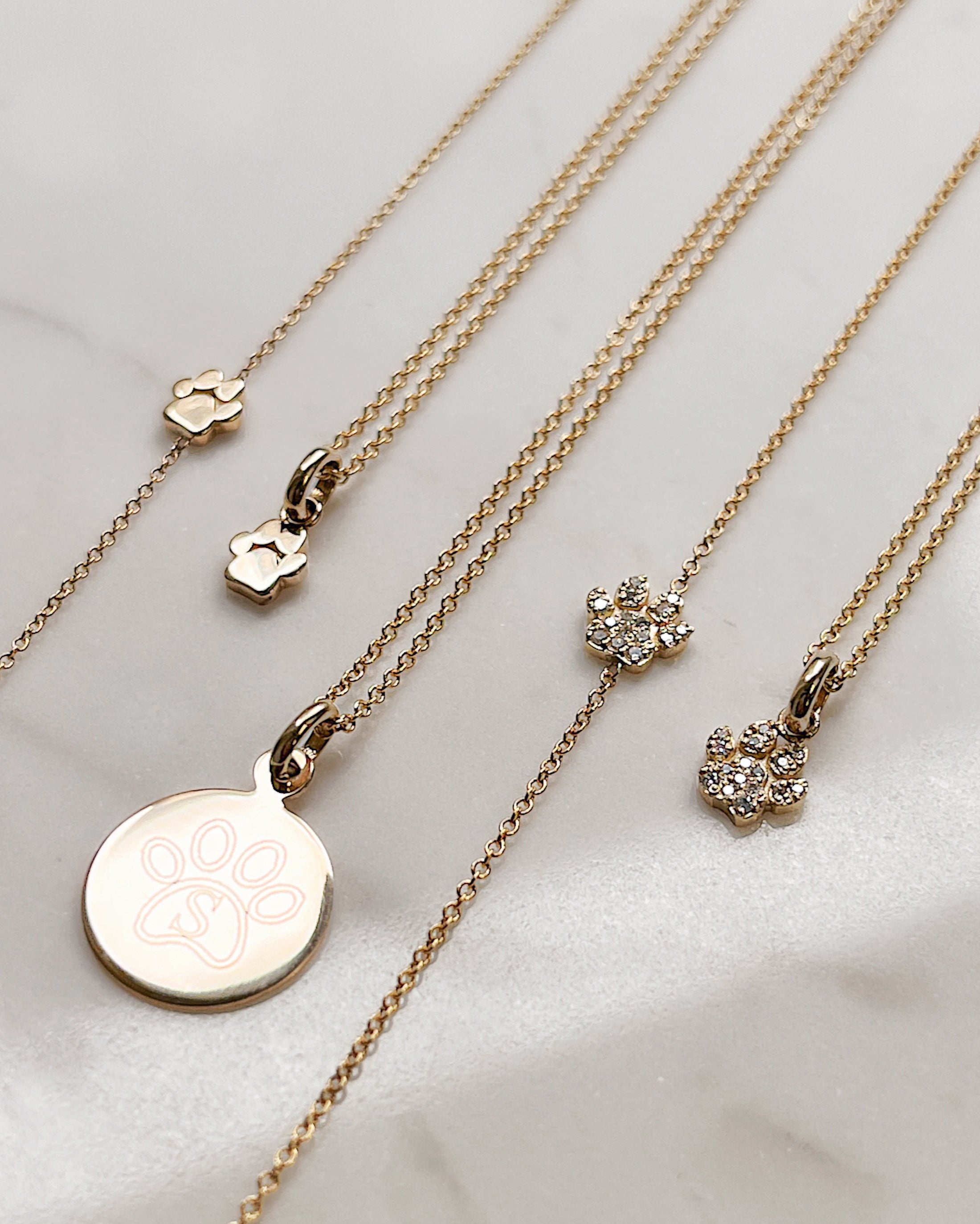 14K Gold Asymmetrical Paw Necklace Zoe Lev Jewelry