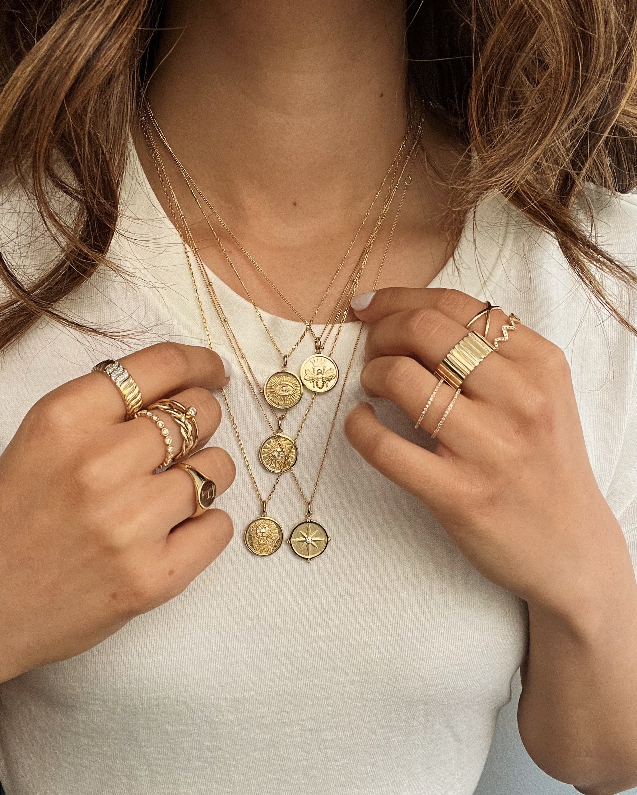 14k Gold Diamond Queen Bee Medallion Necklace - Zoe Lev Jewelry