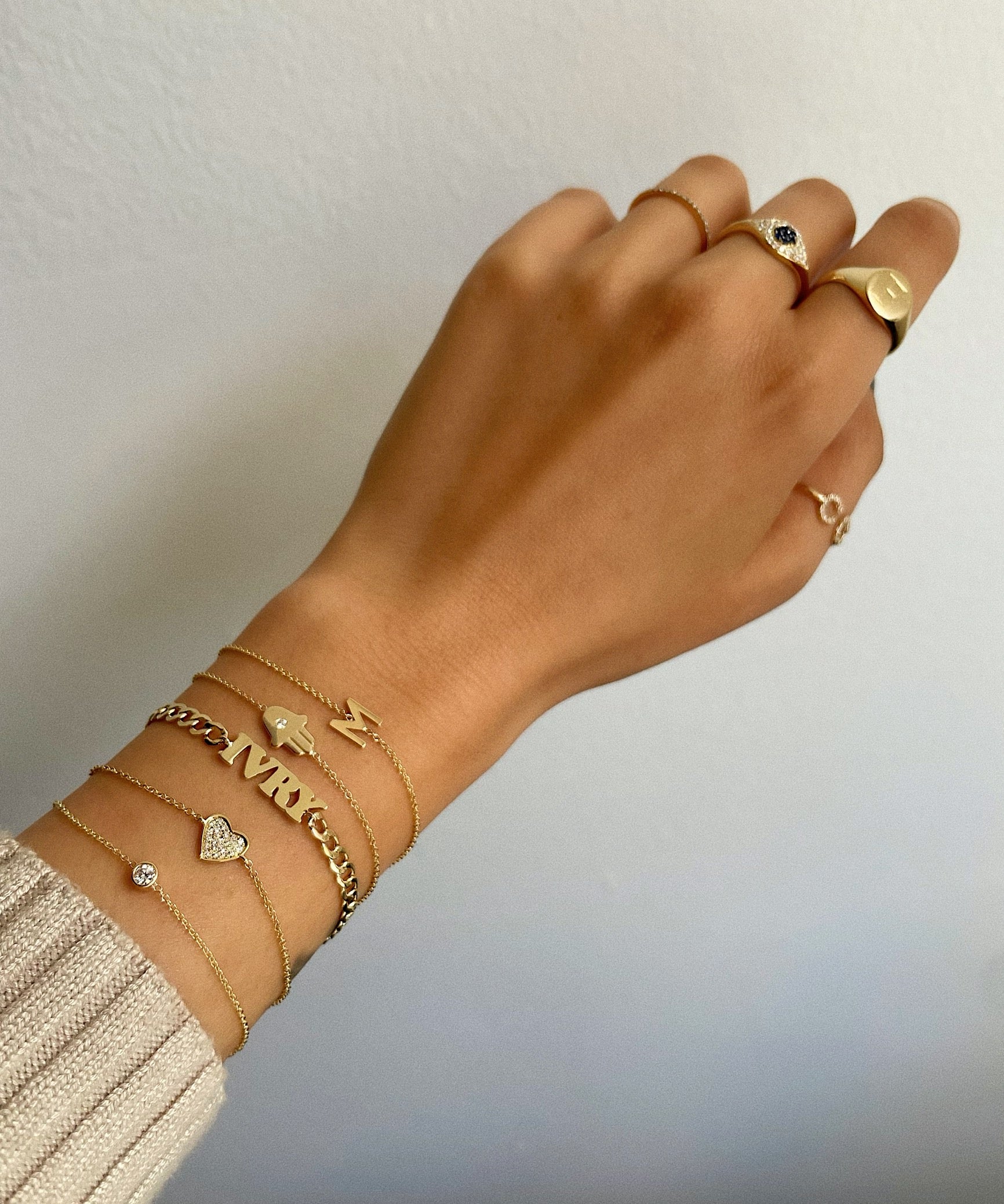 Zoe Lev Jewelry - 14k Gold Cuban Link Name Bracelet