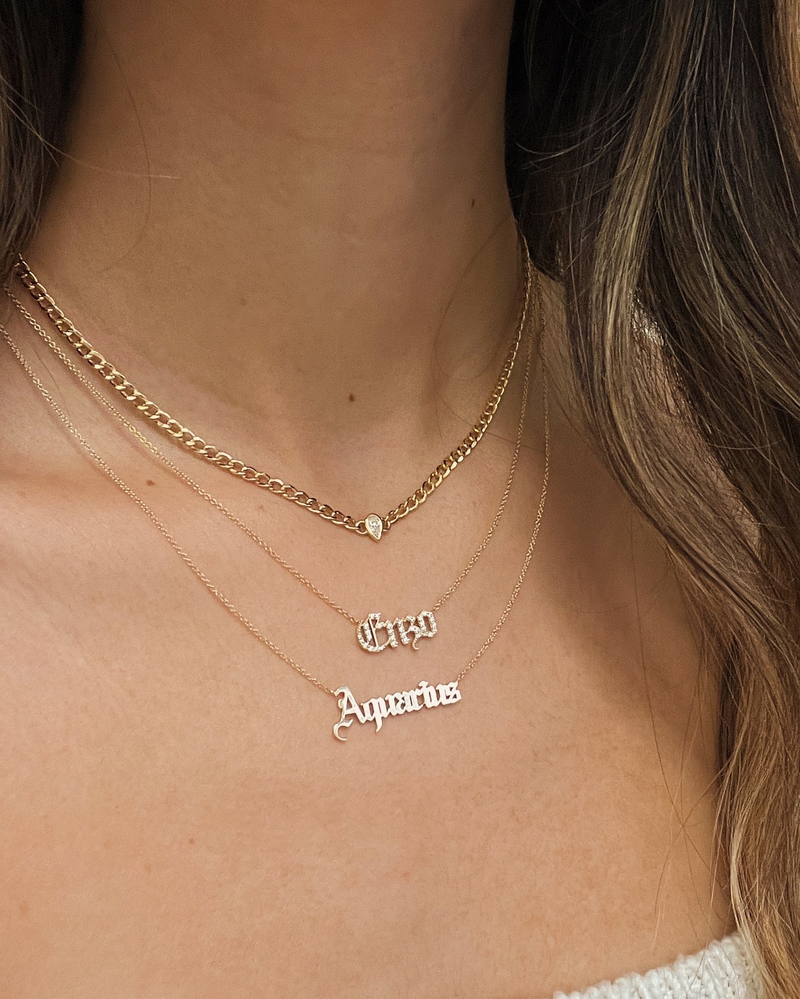 14k Gold Gothic Name Necklace Personalized Zoe Lev Jewelry