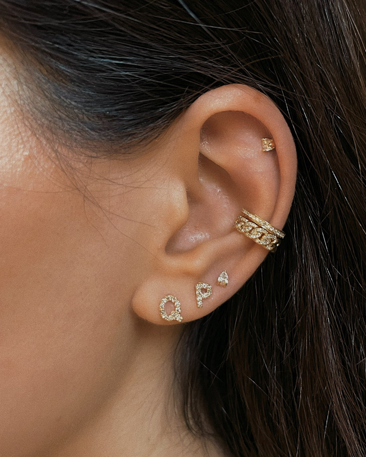 Diamond Initial Stud Earrings