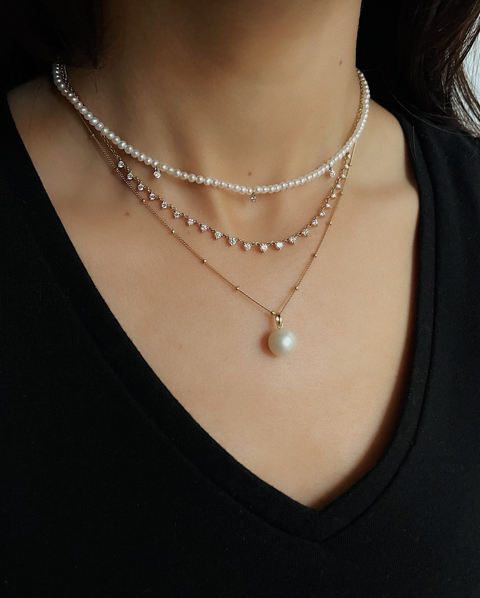 Minar Delicate Genuine Freshwater Pearl Necklaces for Women Three Layers  Irregular Pearls Beads Choker Necklace Wedding