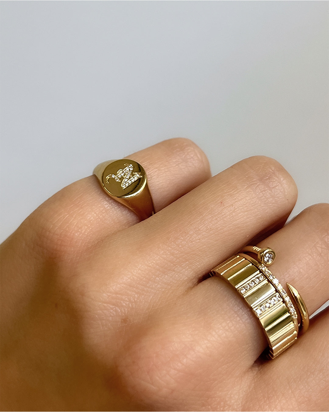  Monogram Signet Ring, Bold Chunky Personalized Letter