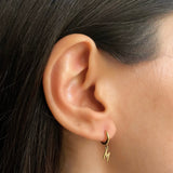 14k Yellow Gold Mini Huggie Earring with Initial 'M' SAMPLE SALE Zoe Lev Jewelry