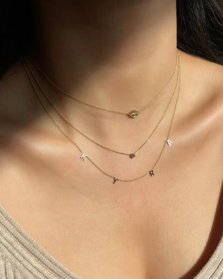 14k Gold Bezel Birthstone Necklace