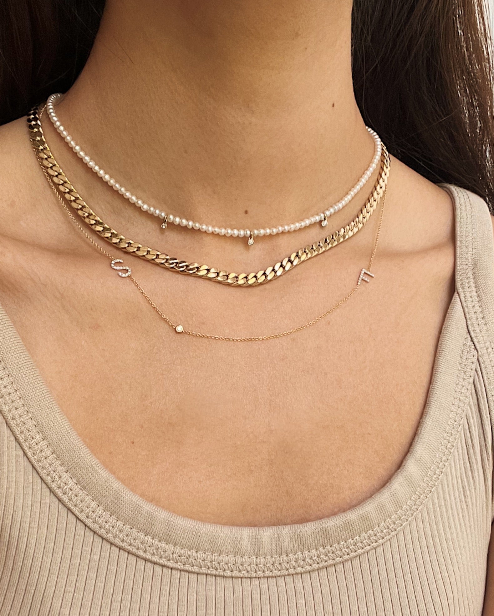 14K Gold Flat Curb Link Necklace Chains Zoe Lev Jewelry