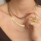 14K Gold Flat Curb Link Necklace Chains Zoe Lev Jewelry