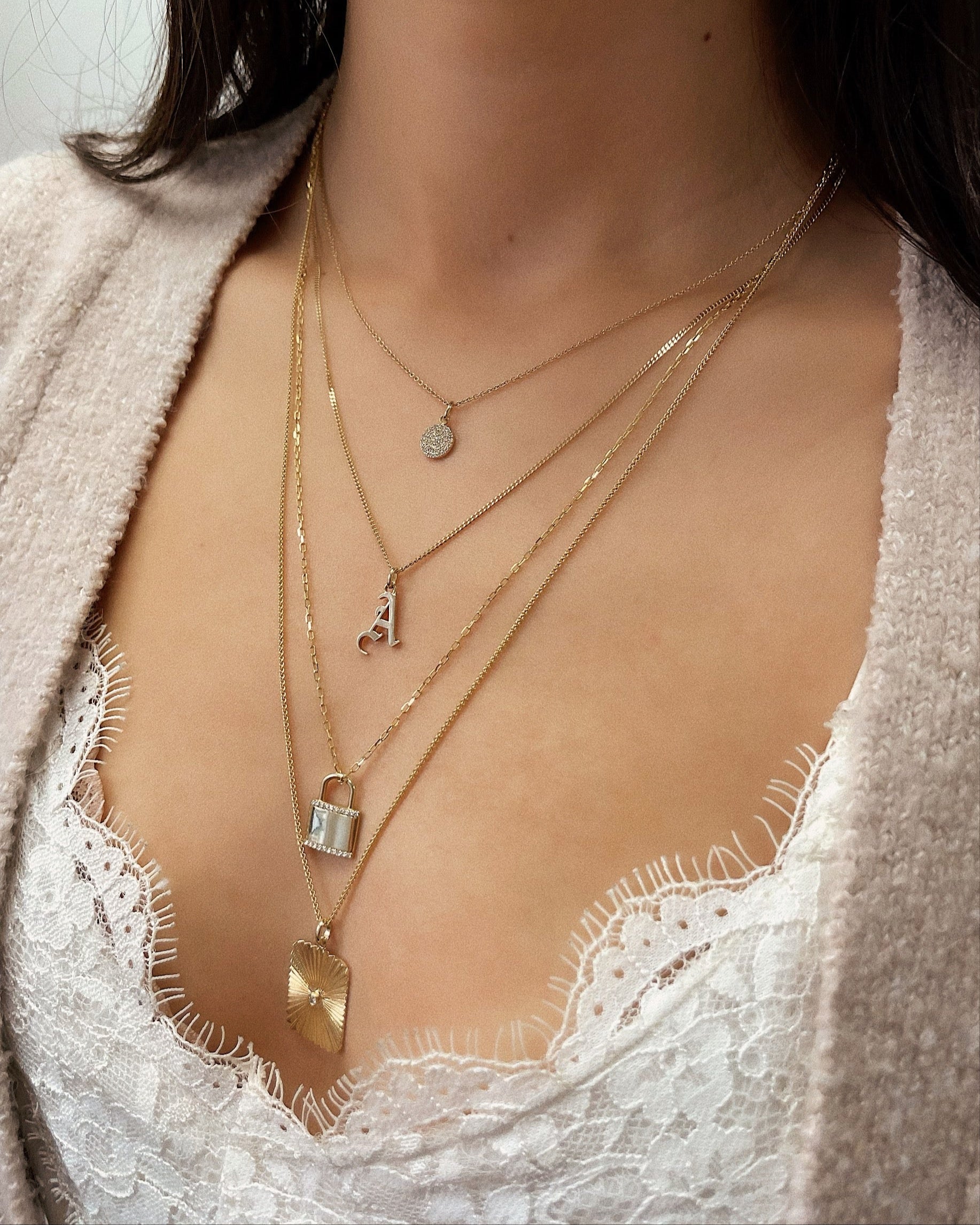 Diamond Lock Pendant Personalized Zoe Lev Jewelry