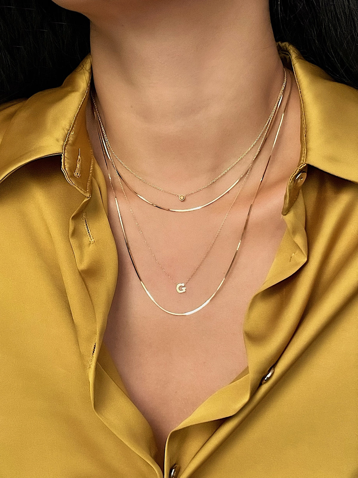 14K Gold Necklace Layered Look