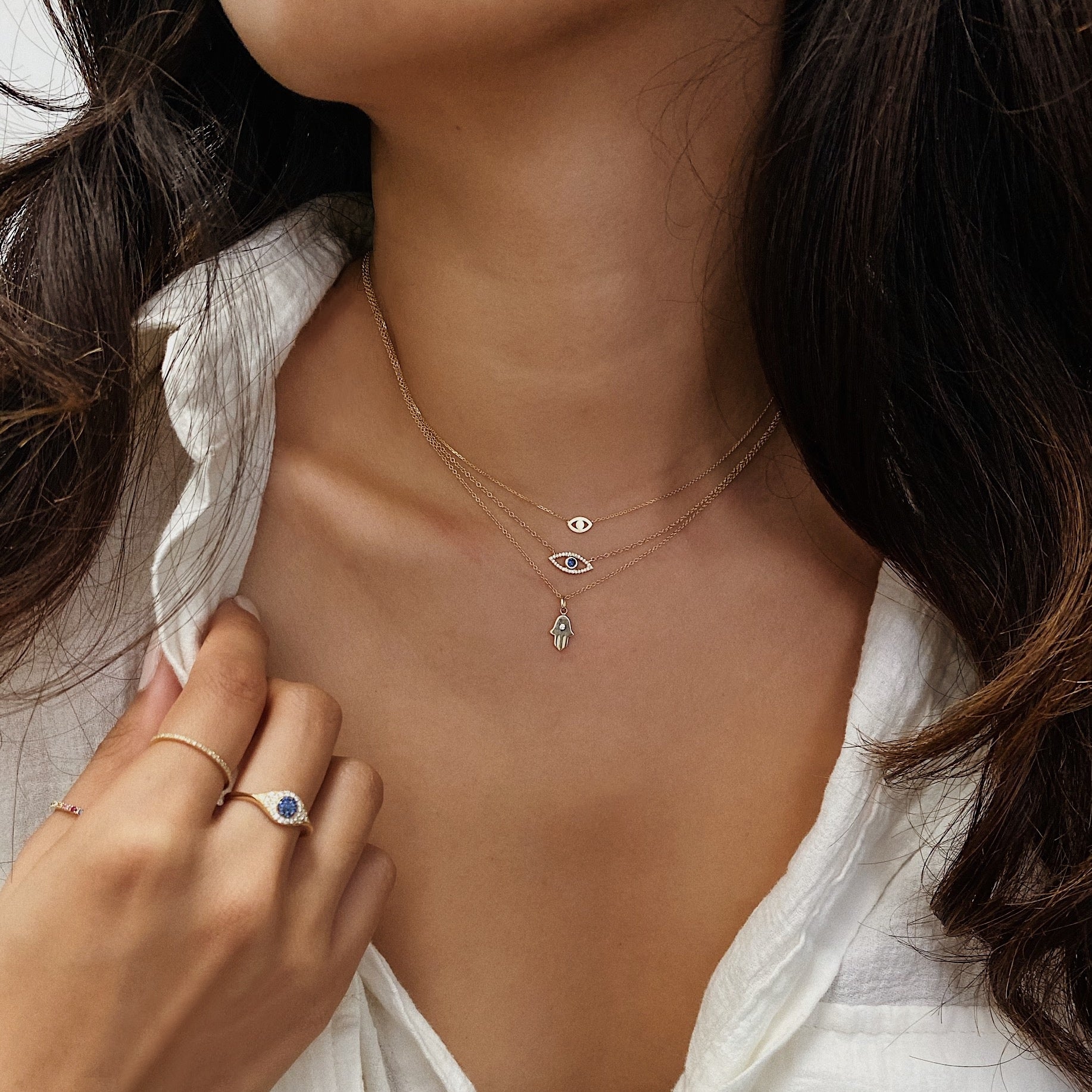 Diamond hamsa pendant necklace Clearance